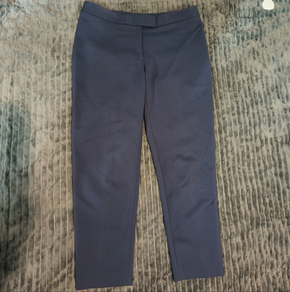 ANNE KLEIN Blue Twill Knit Trouser Pants Sz 8 Stretch Comfort Career Straight